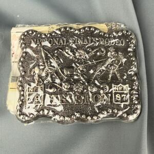 Vintage 1987 Hesston NFR Youth Belt Buckle National Finals Rodeo 2x2.5
